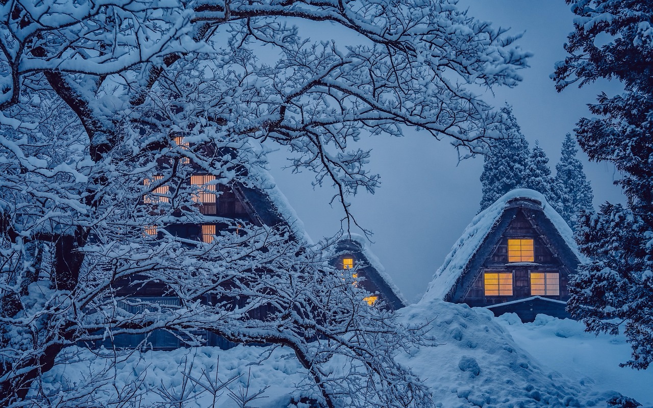 雪の降る日の白川郷